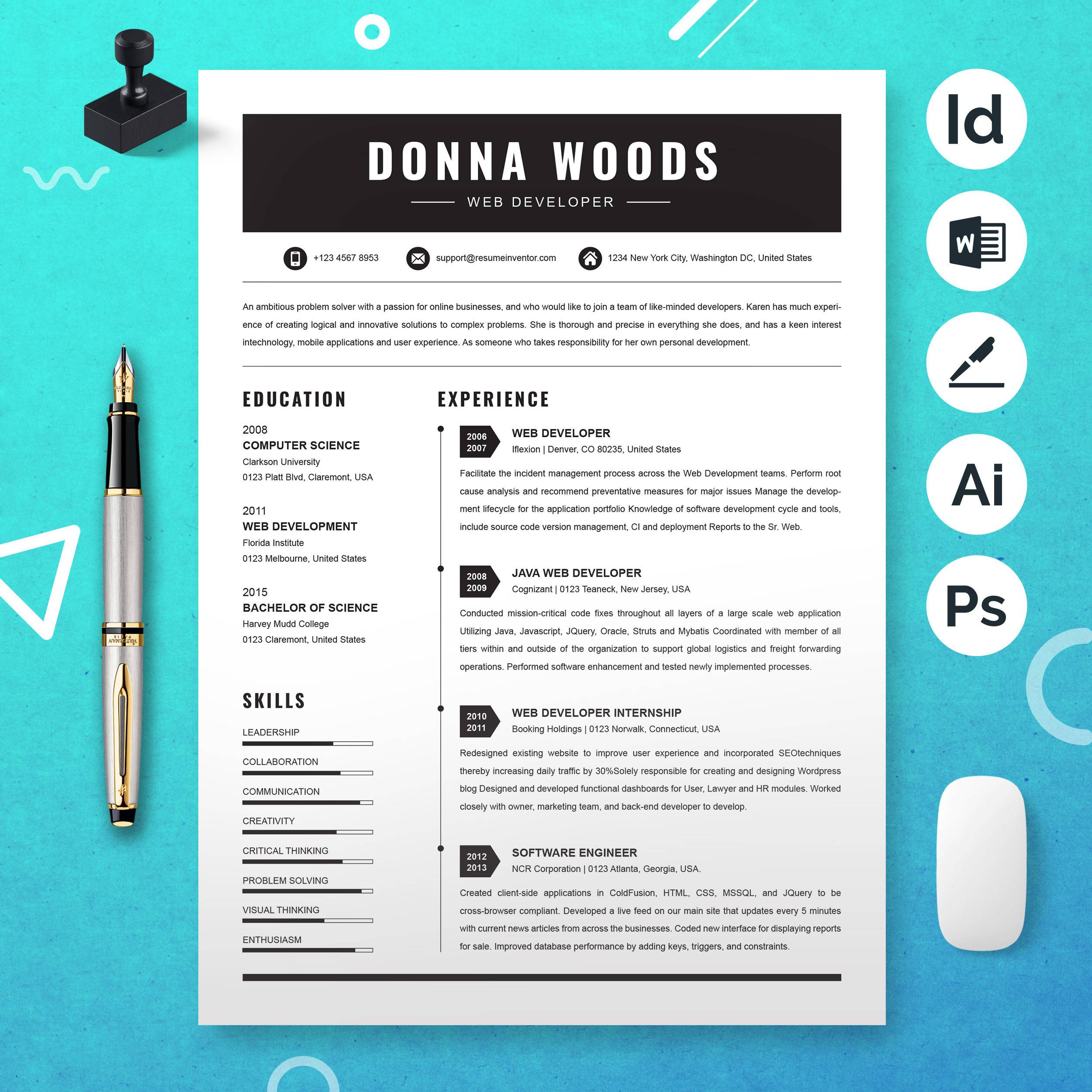 Résumé CV Template For Web Developer