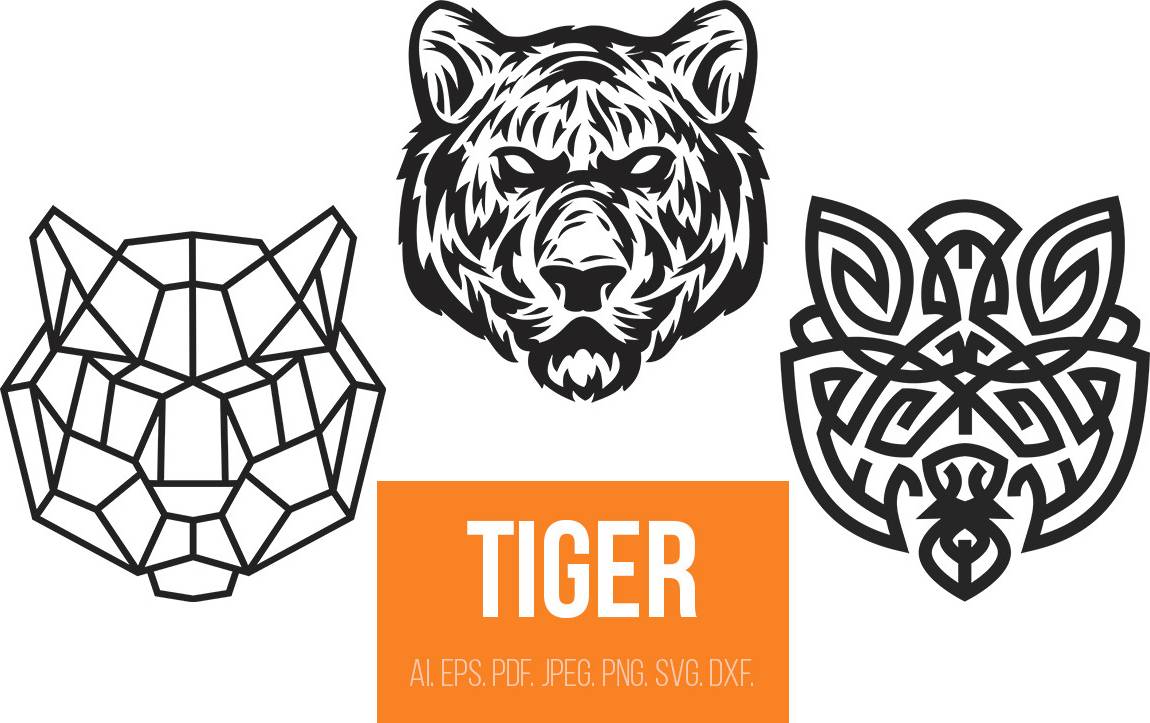 Tiger Head Sticker Set
