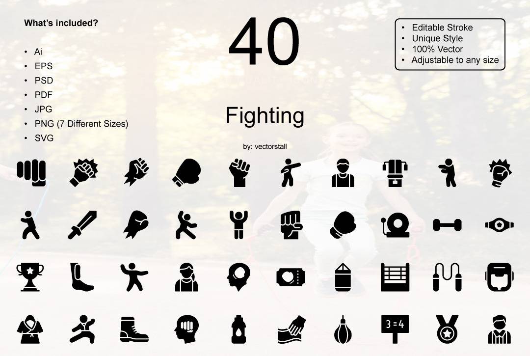 Activity Pictogram Sticker Set - 40 Icons