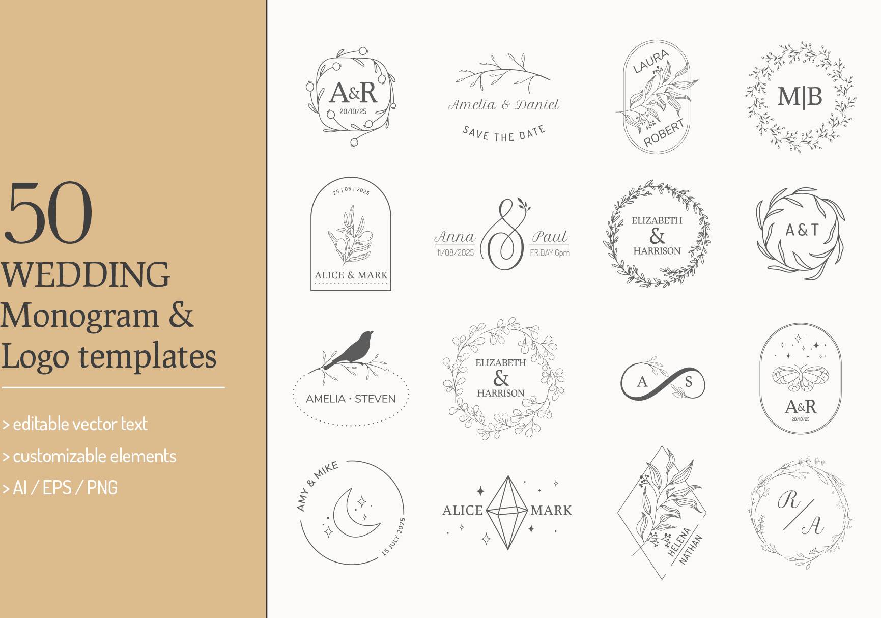 Anna Studio Wedding Monogram Collection Poster
