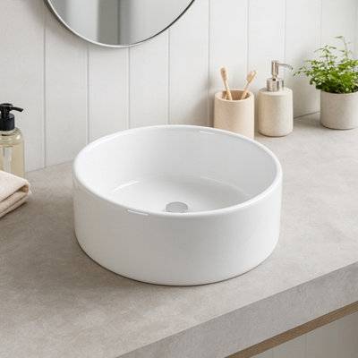 Counter top basin B&Q Rimini Round Counter Top Basin 415mm