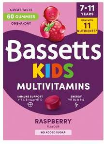 Bassetts Kids Multivitamins 7-11 Raspberry 60S