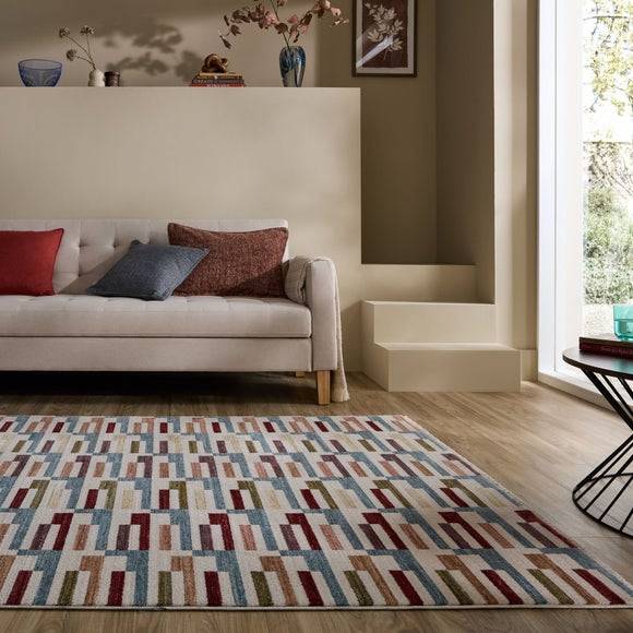 Dunelm Shuffle Geometric Check Rug