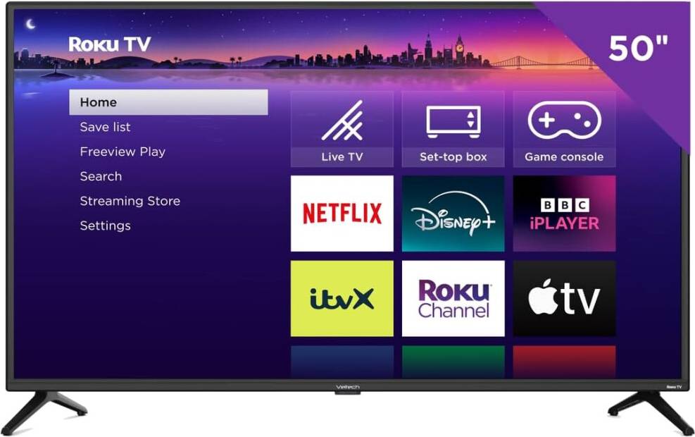 VELTECH 50 Inch Smart TV 4K UHD Roku TV