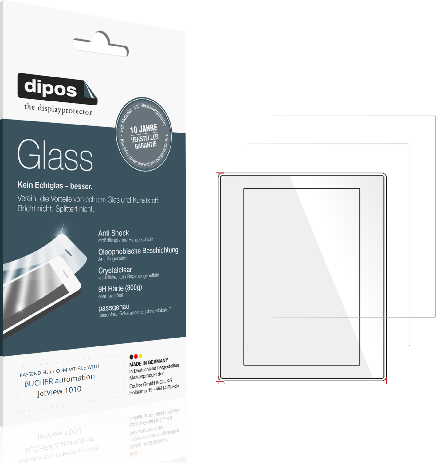 Dipos Screen Protector For Bucher Automation Jetview 1010