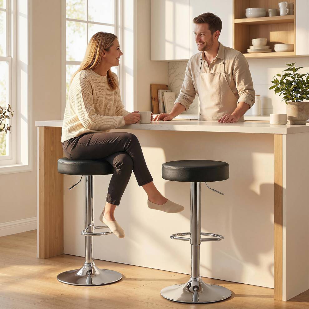 Homcom Stools Set Of 2 Black Bar Stool 2pcs