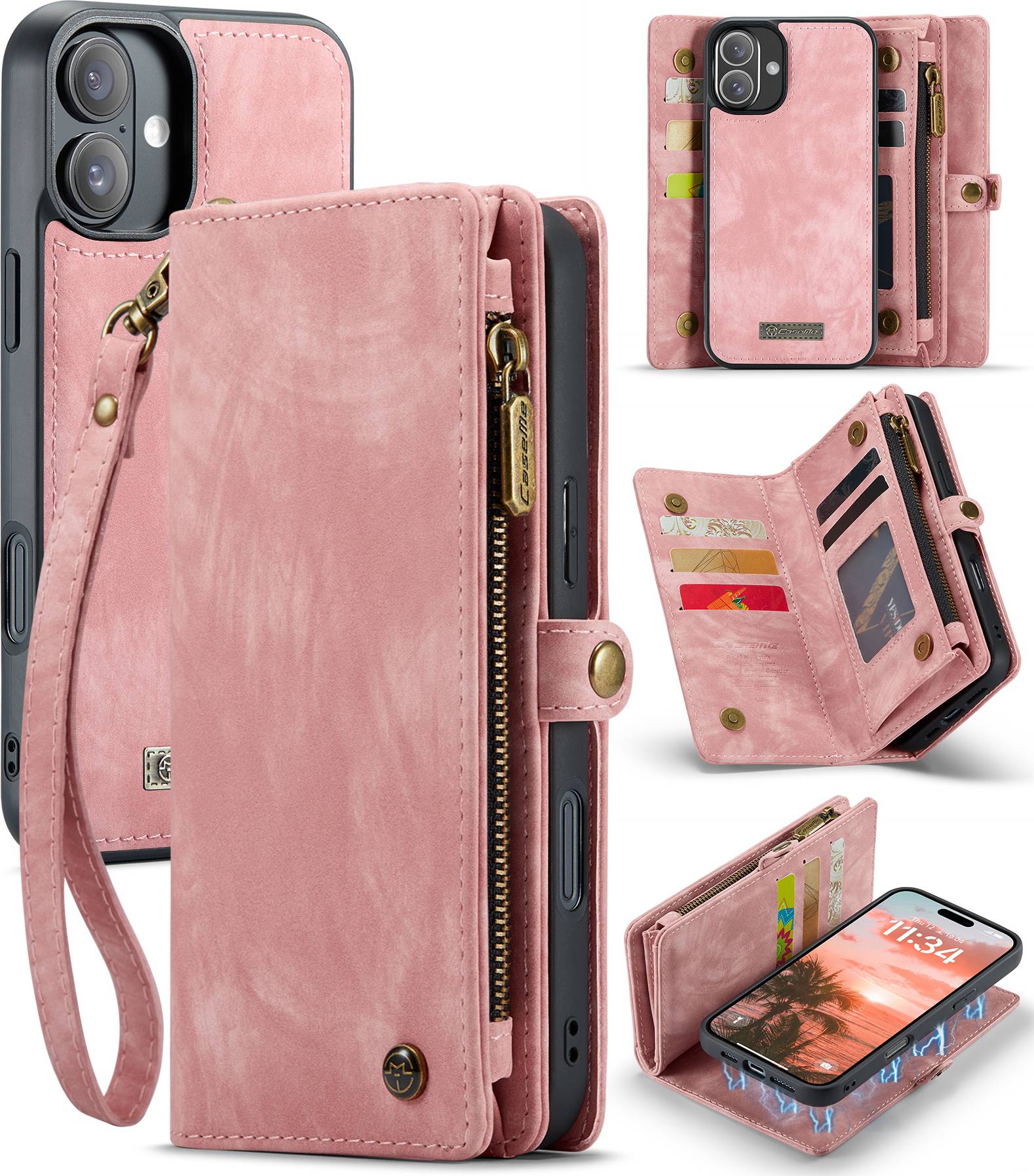 CaseMe Multi-Slot Plånboksfodral iPhone 16 Rosa