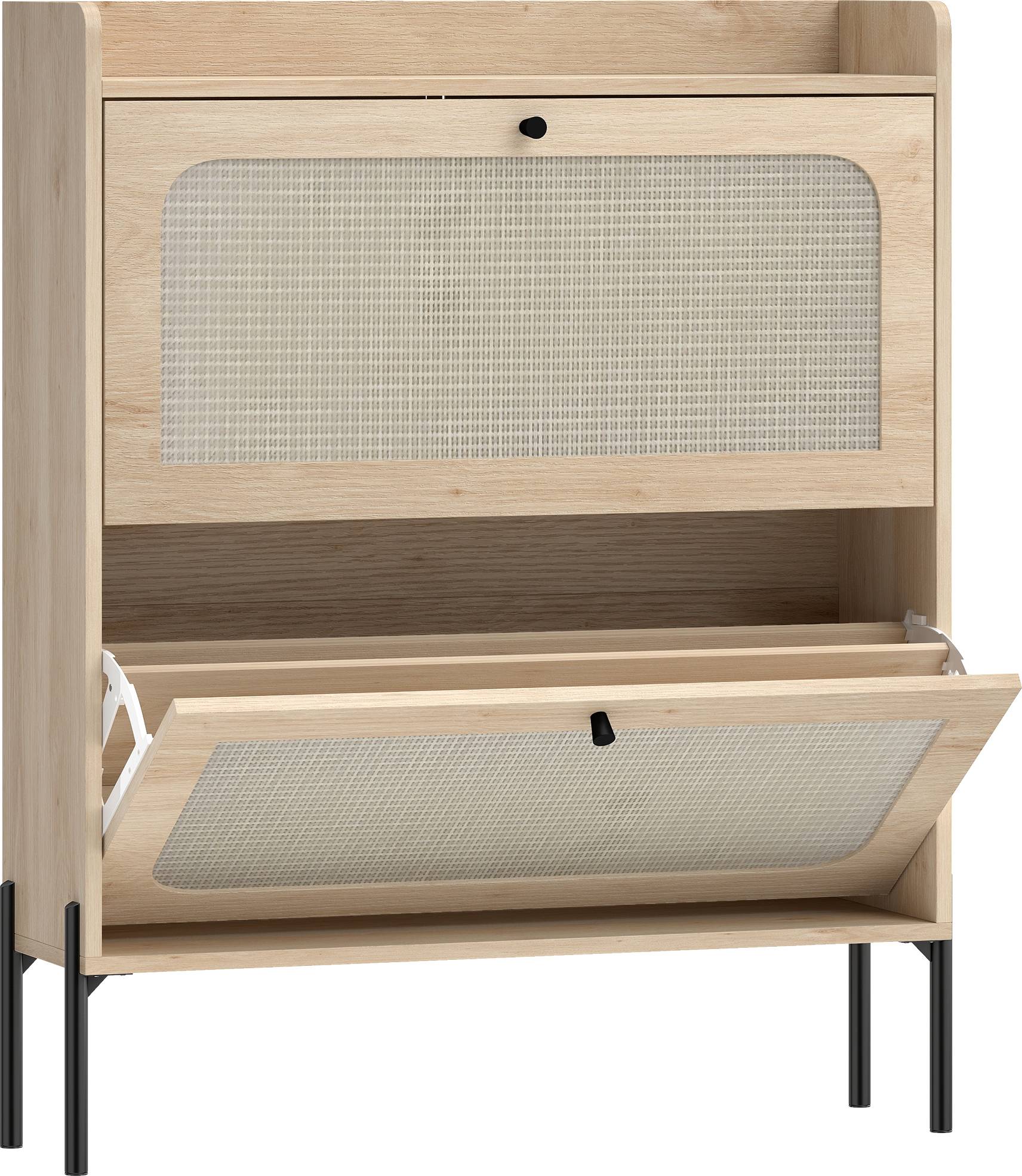 Narrow shoe cabinet Homcom Boho Narrow Cabinet 2 Flip Drawers Shoe Rack