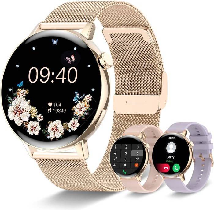 Montre Connectée Femme Smartwatch Ronde Avec Réponse Appel
