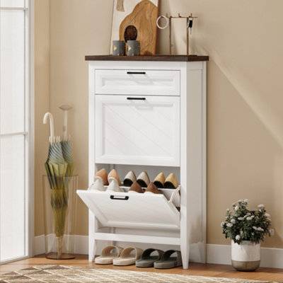 Homcom Narrow Cabinet White Shoe Rack