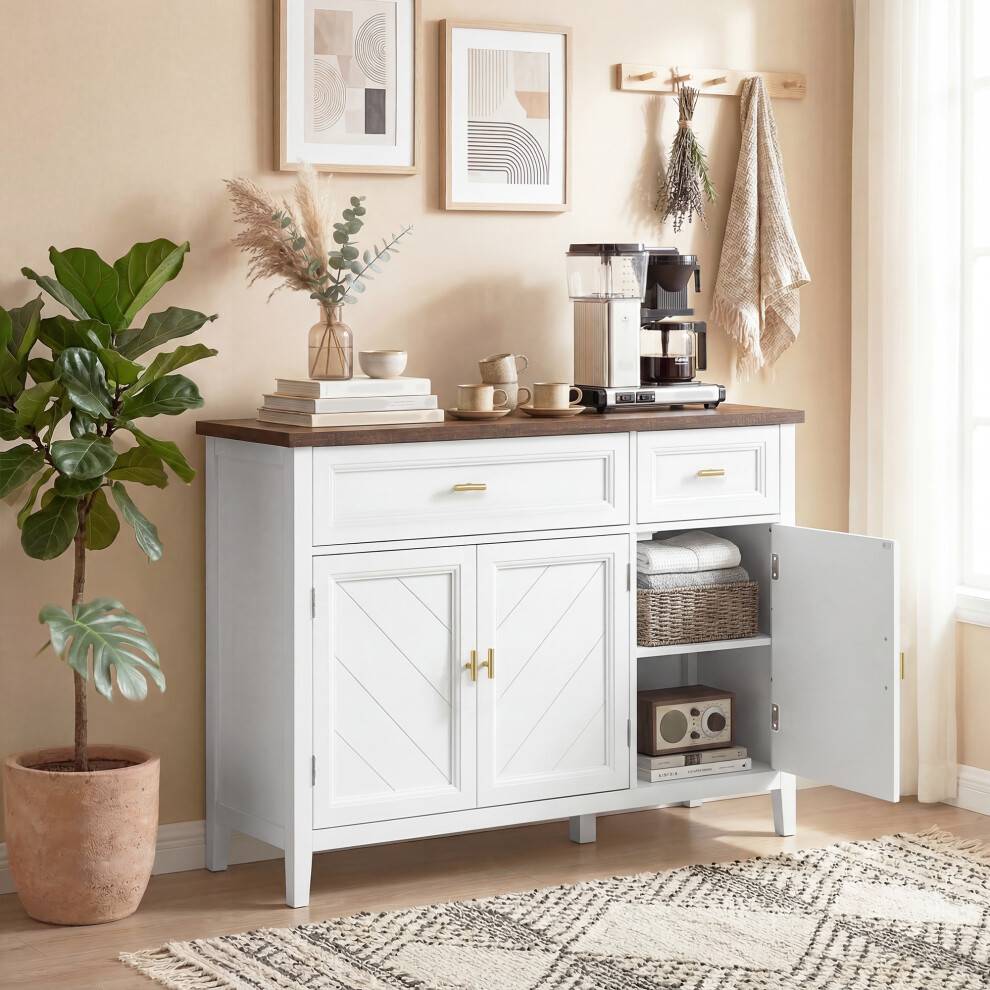 Homcom With Drawers Adjustable Shelves Sideboard