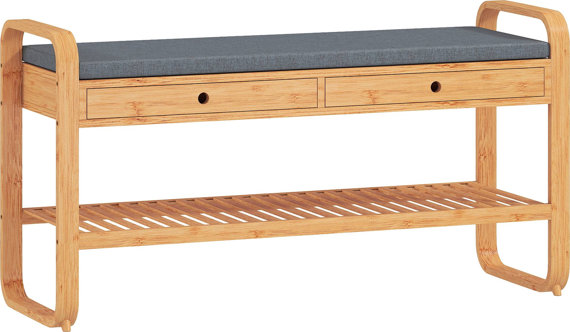 Homcom Cushioned Seat Bench with 2 Drawers Shoe Rack