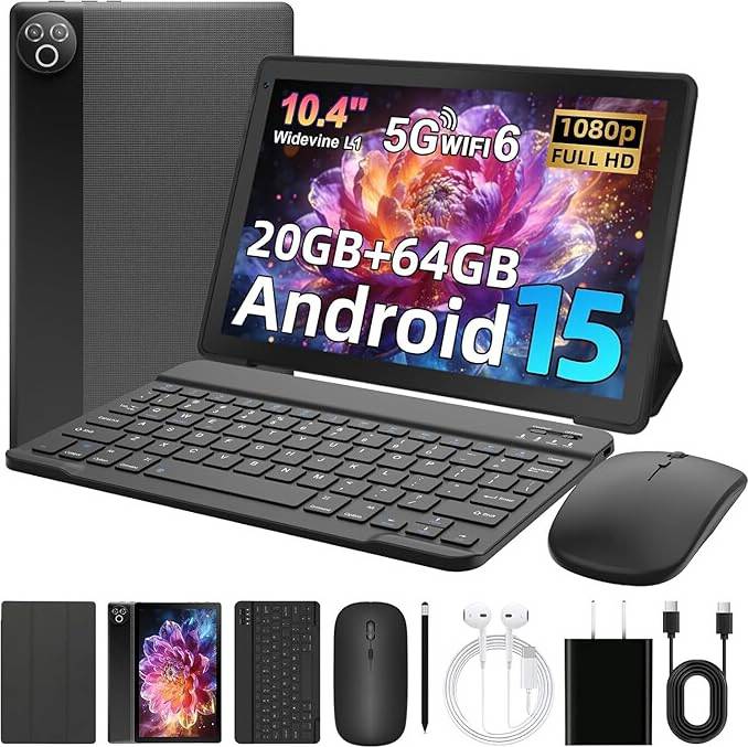 Android 15 Tablet 10.4 Inch with Keyboard Pen Case