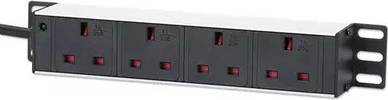 Intellinet 10 Inch 1U PDU 4-Way UK AC Plugs Indicator Rackmount