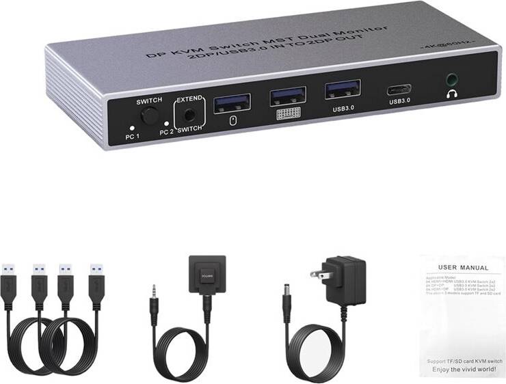 Monitor pc Kepptory DP KVM MST Dual Monitor 2DP USB3 0 2 PC