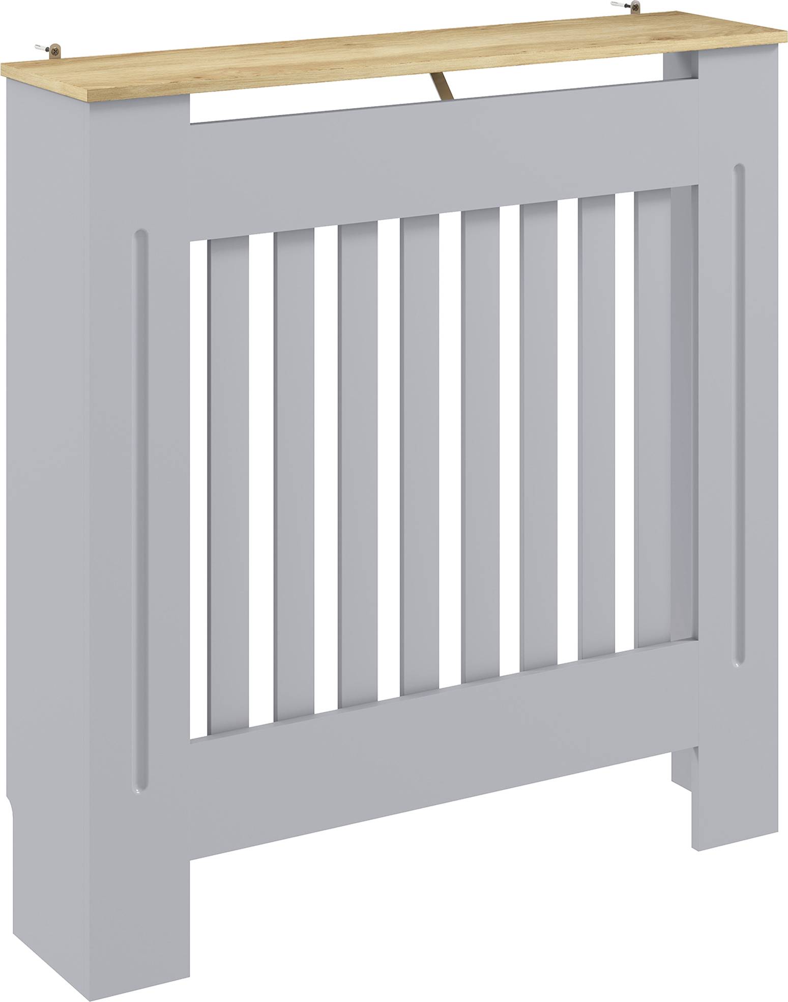 Homcom Radiator Cover Slatted Painted MDF Grey