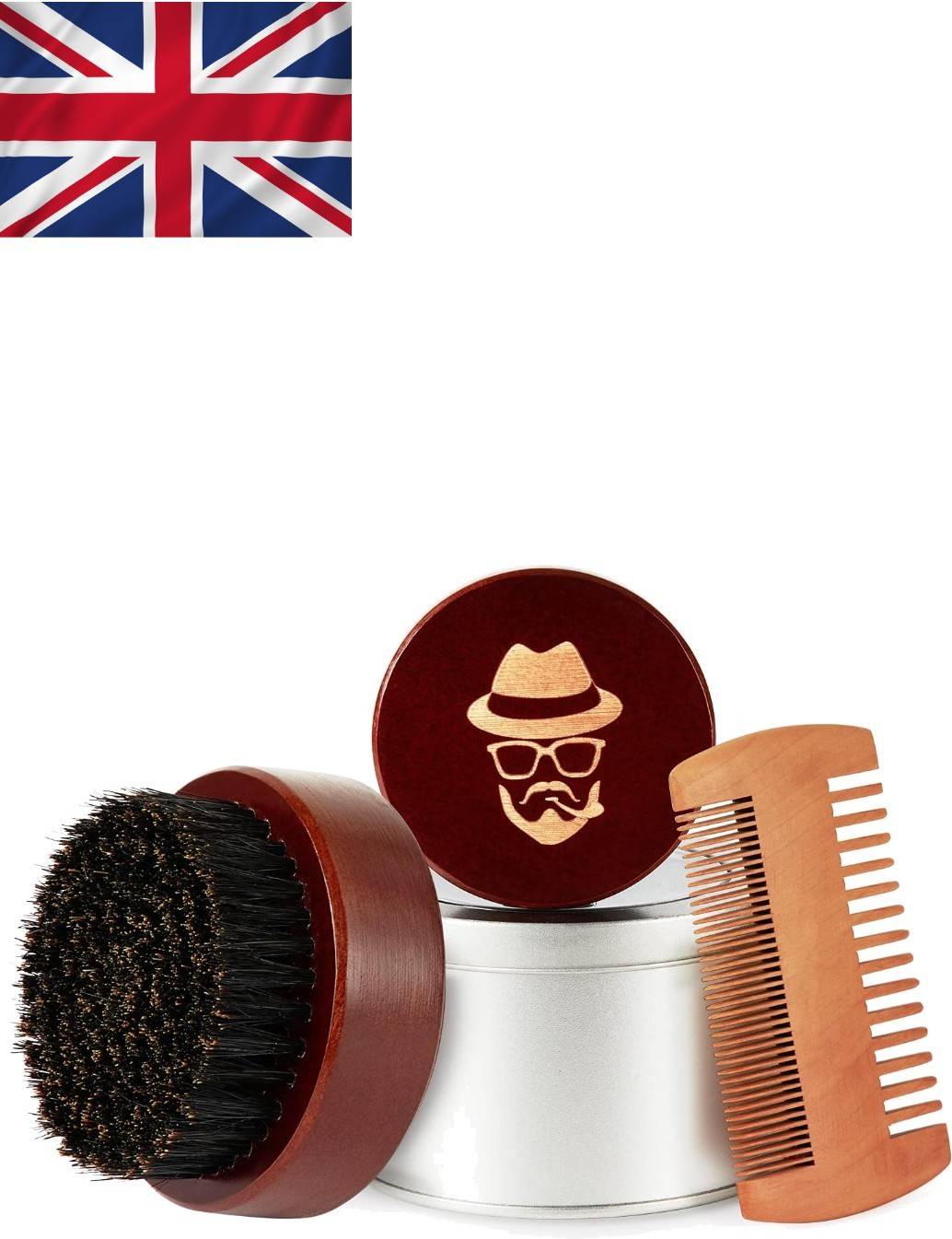 Compact Beard Comb Brush Walnut Handle