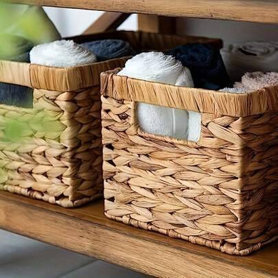 Shein Wicker Woven Storage With Built-In Handle Basket