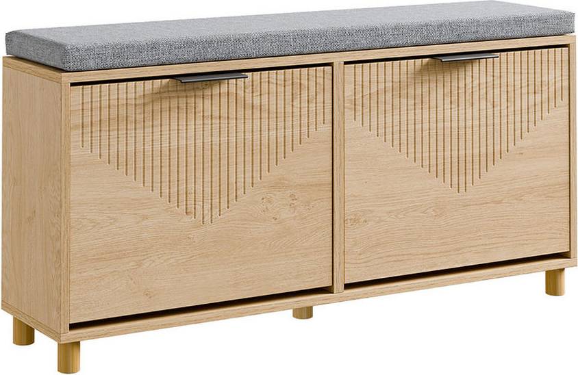 SoBuy Bench With 2 Doors Light Oak Shoe Rack