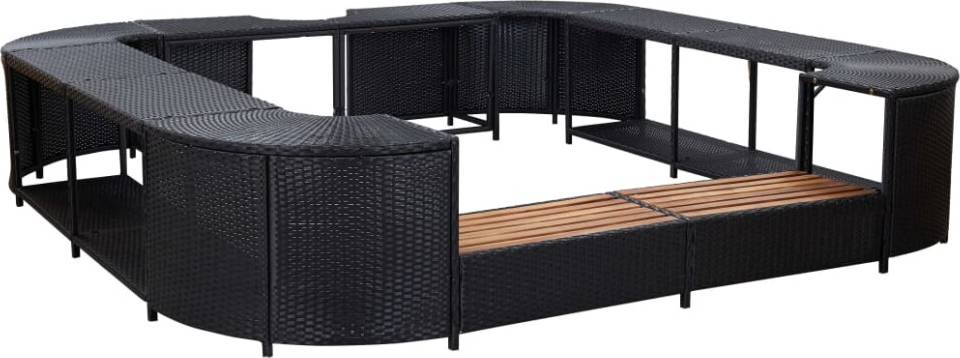 Hot tub rattan Square Spa Surround Black Poly Rattan