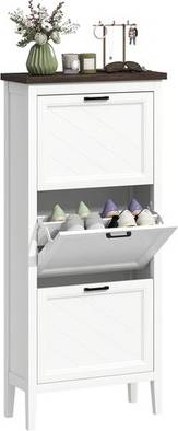 Homcom Narrow Cabinet With 3 Flip Drawers Shoe Rack