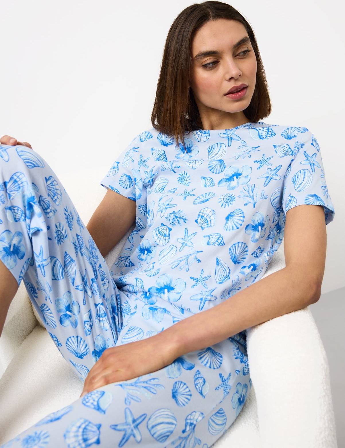 Tu Seashell Print Pyjama Set - Blue
