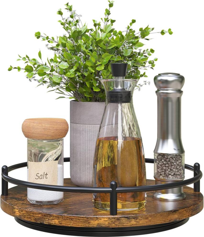 Lazy susan cabinet 9 Inch Rotating Wooden Lazy Susan Spice Rack