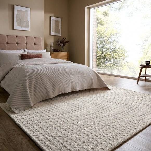 Dunelm Textured Grid Checked Rug