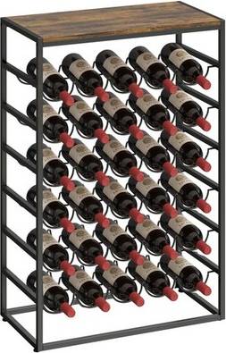 Homcom 30 Bottles 6 Tier Rustic Brown Wine Rack