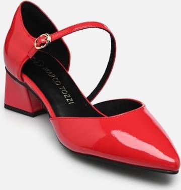 Damen Pumps Spitze Riemchenpumps mit Blockabsatz - Rot