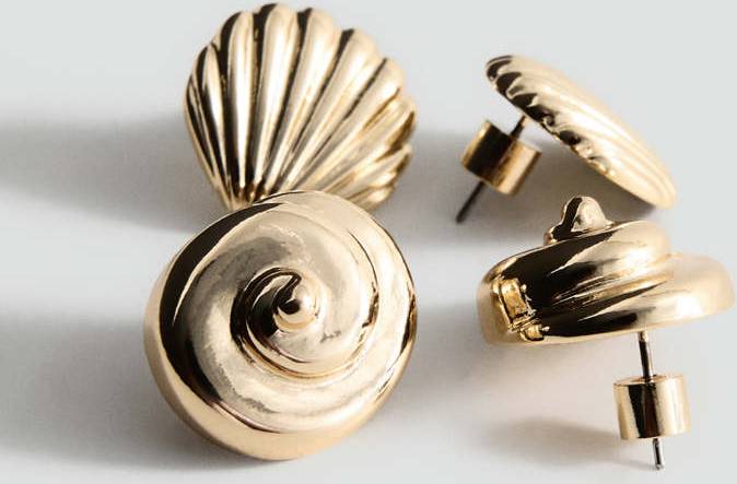 Mango Shell Design Earring Set Dam - Gold