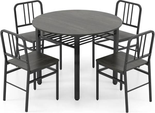 5 Piece Table With Storage Rack Dining Set