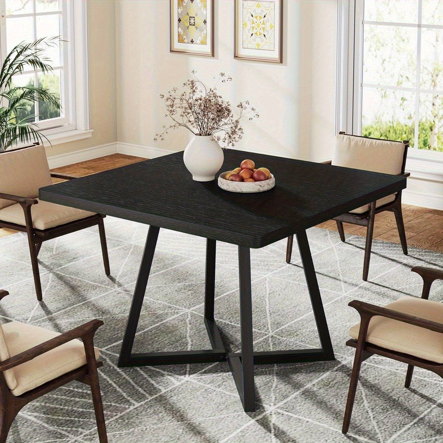 Temu Inch Square With Metal Base Dining Table