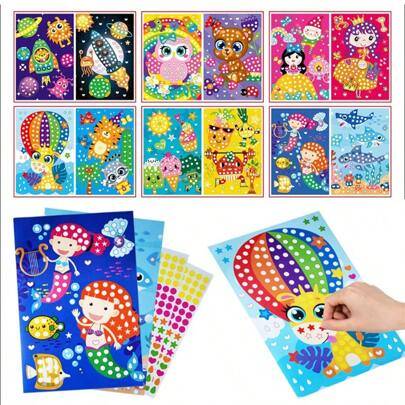 Shein Colorful Cartoon Princess Dot Stickers 10pcs