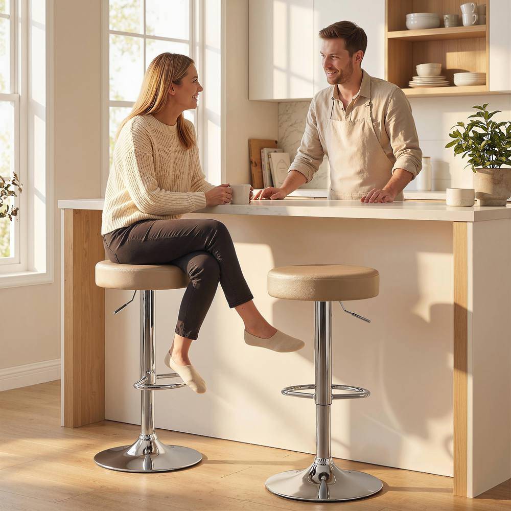 Homcom Stools Set Of 2 Brown Bar Stool 2pcs