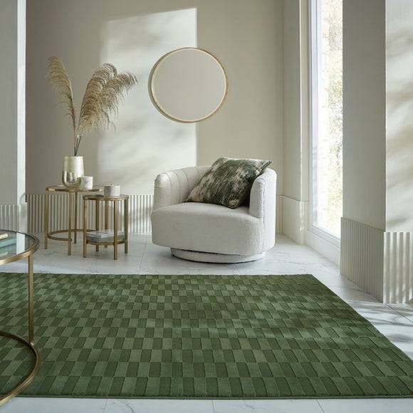 Dunelm Mira Checkerboard Washable Rug