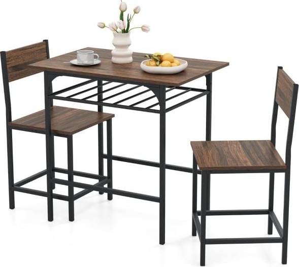 Costway Table with Metal Frame and Storage Rack Dining Set