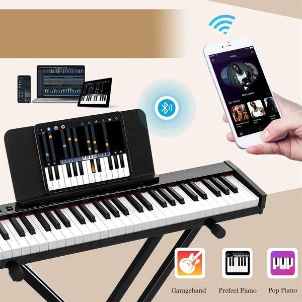 Digitalt Keyboard 61 Tangenter Bluetooth MIDI
