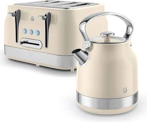 Swan Retro Collection Traditional Kettle Toaster Bundle
