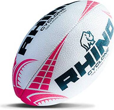 Rhino Cyclone Rugby Ball White Red