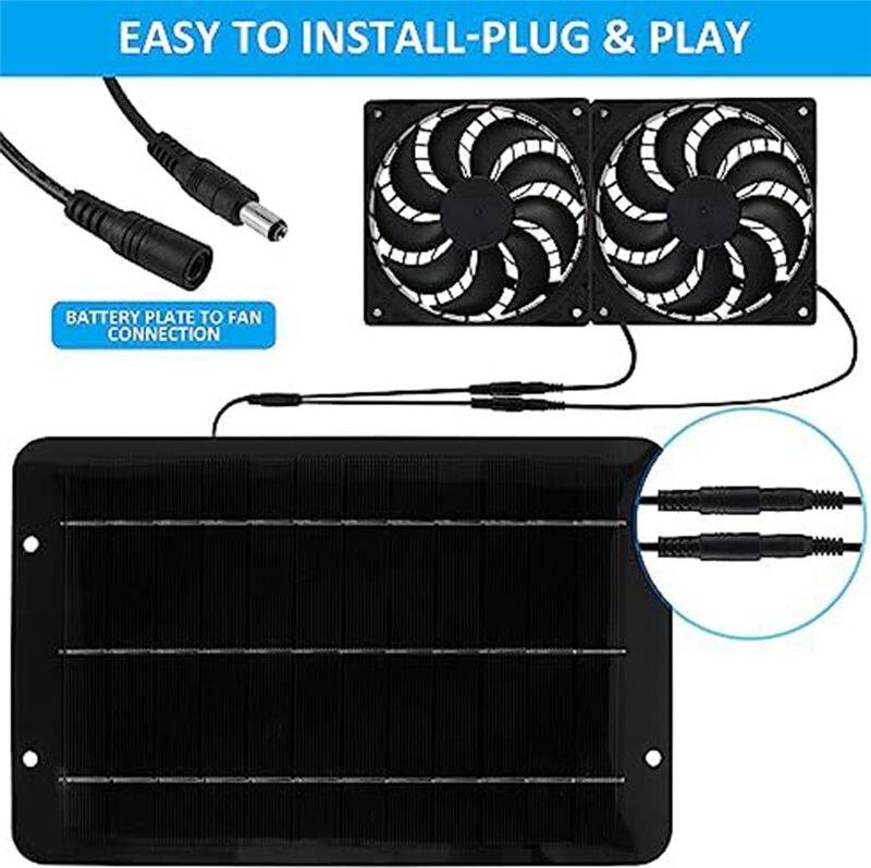 Solar Panel Fan Kit 10W 12V 31.5 Inch Cable