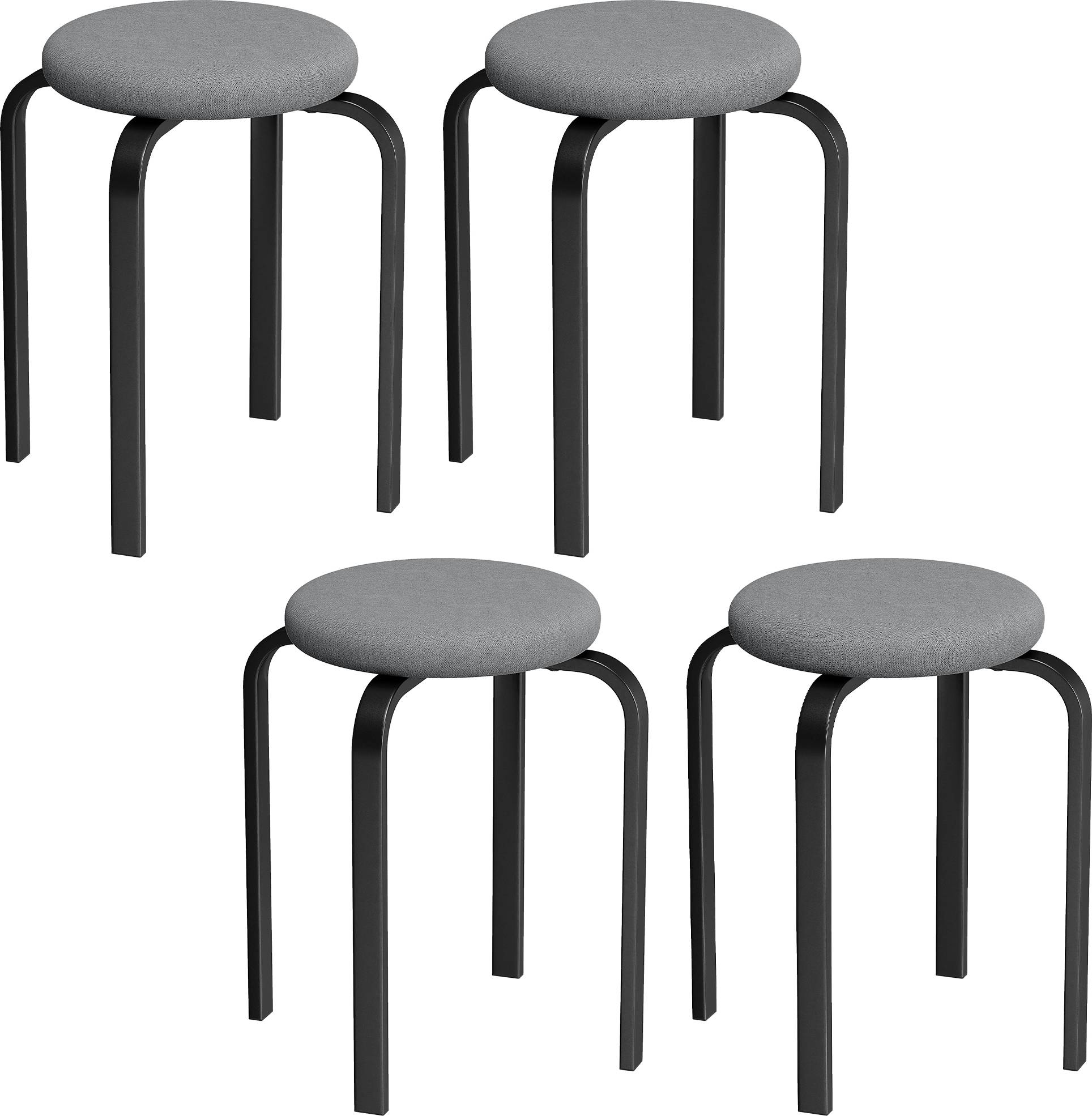 Homcom Modern Cushioned Round Backless Stools Set Of 4 Seating Stool