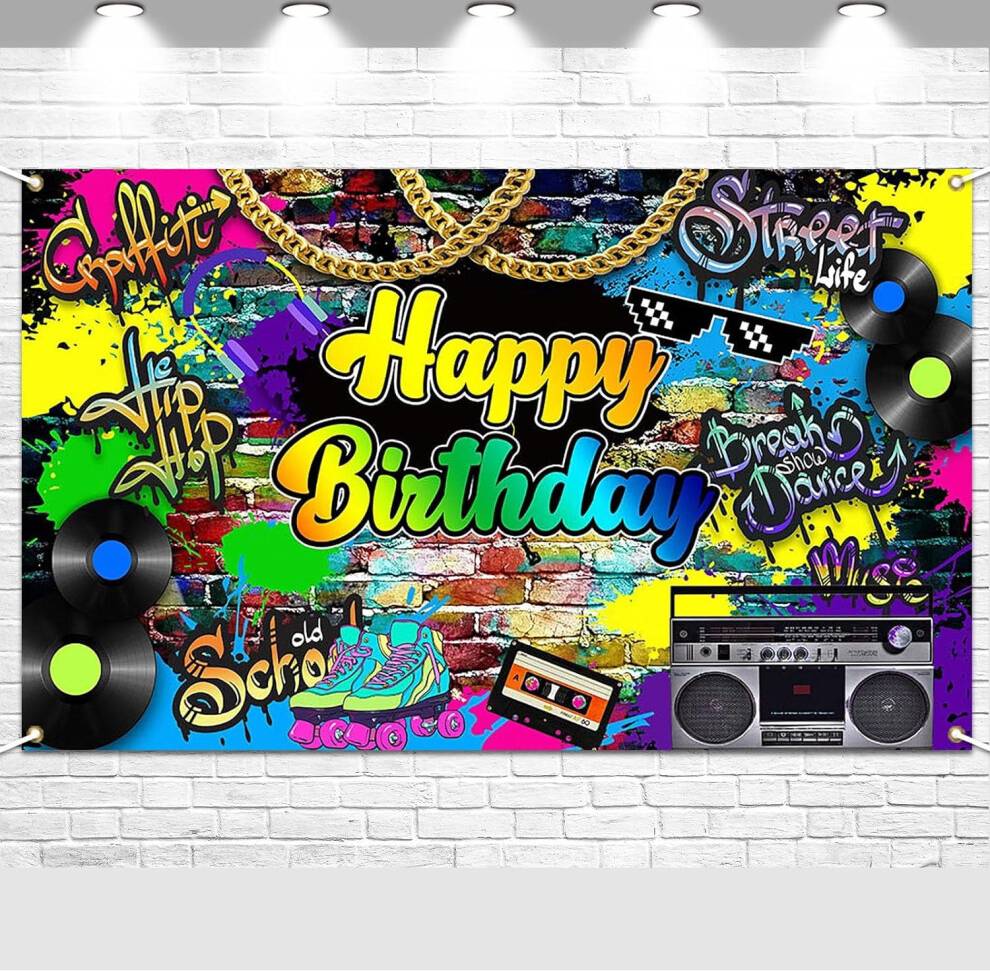Hip Hop Birthday Backdrop Polyester