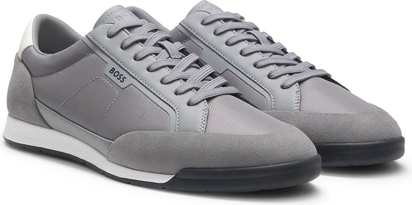 BOSS Suede-Trim Trainers Ribbed Sole