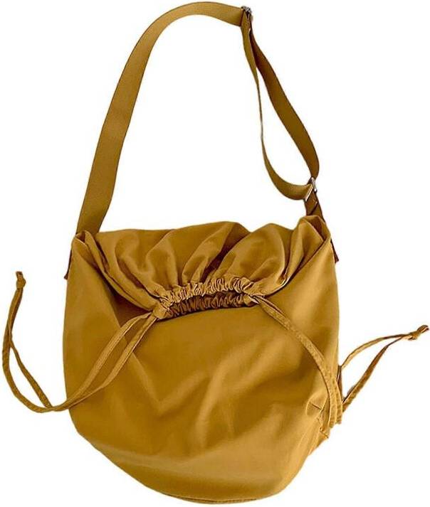 Nylon Drawstring Shoulder Bag - Yellow