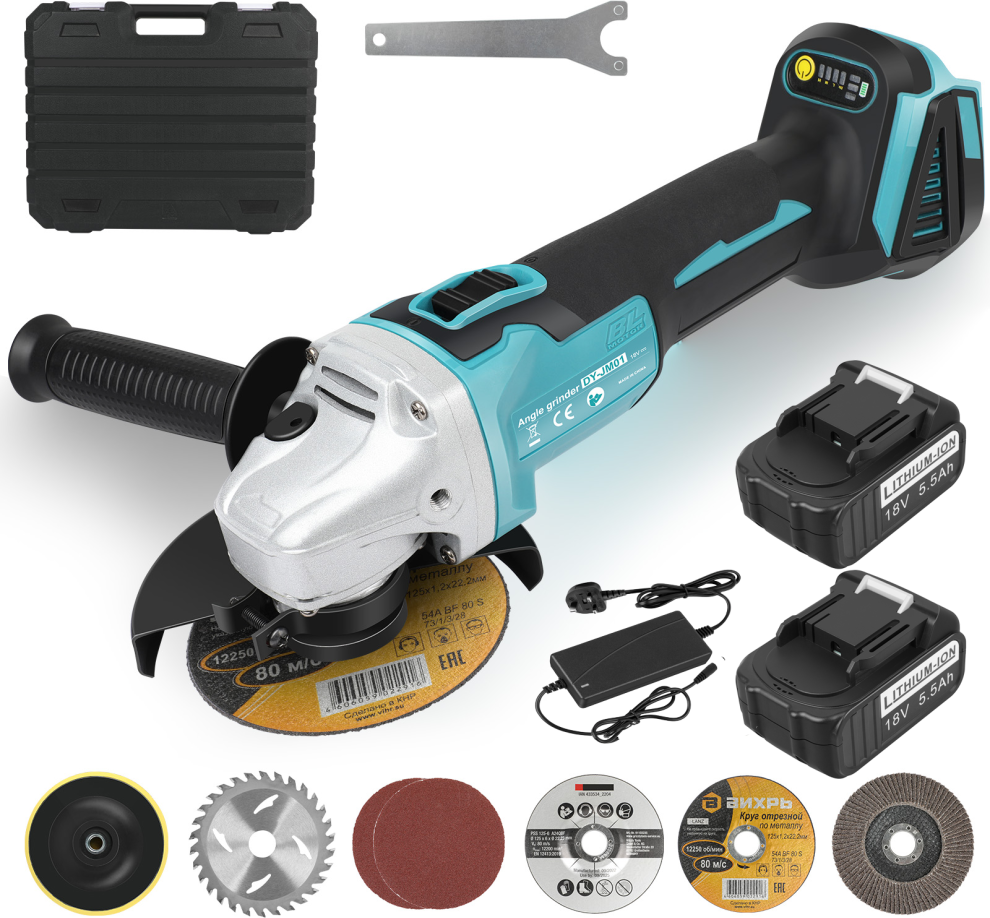 Cordless angle grinder with battery Cordless Angle Grinder 9000 RPM 2Pcs