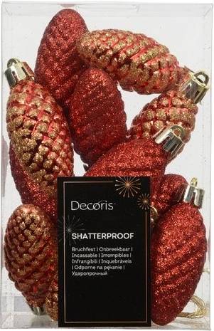 Ensemble D'accessoires Arbre Pignes Rouges 12 Pz 9.5 cm