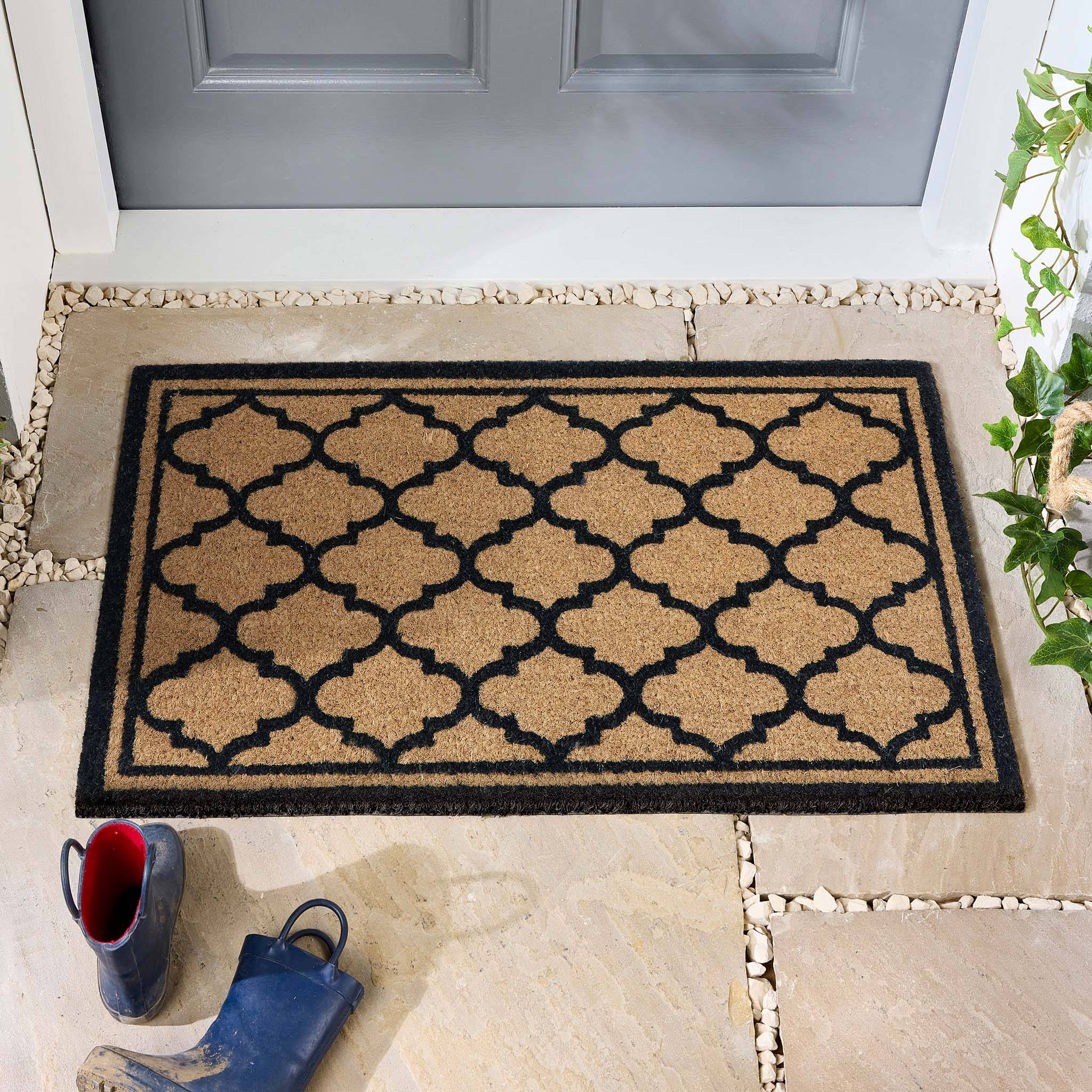 Hug Rug Moroccan Tile Coir Doormat Black