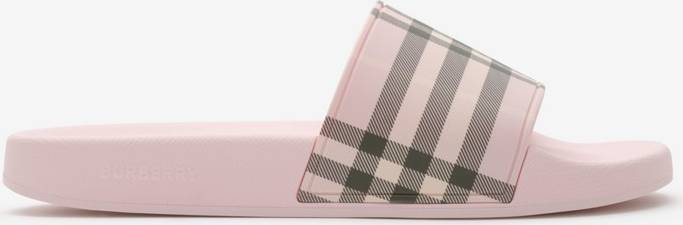 Burberry Check Slides - Rosa