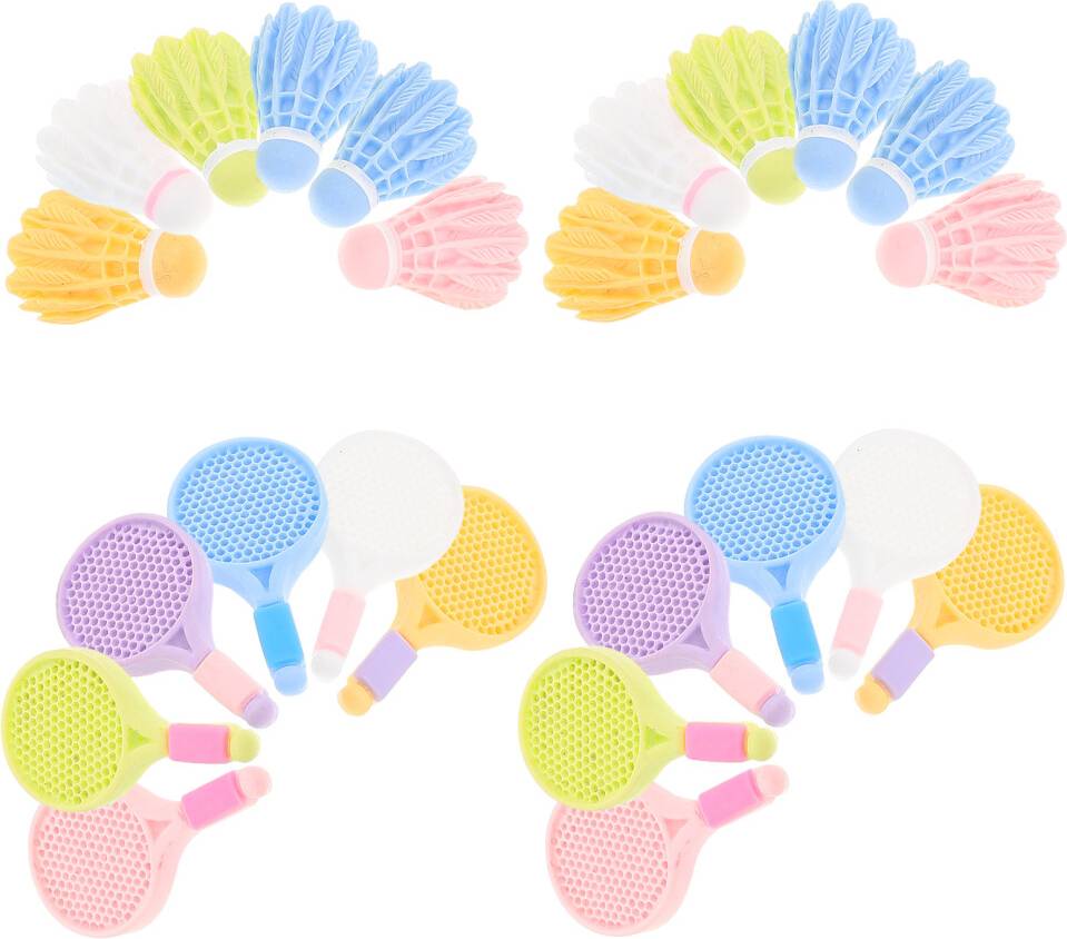 Happyyami 36Sets Resin Mini Badminton Racket Sets